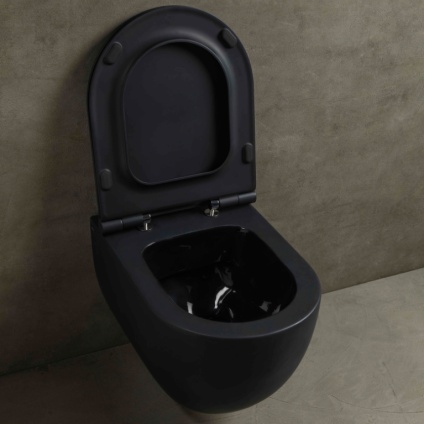 Zero 3 Matt Black Rimless Wall Hung Toilet & Soft Close Seat